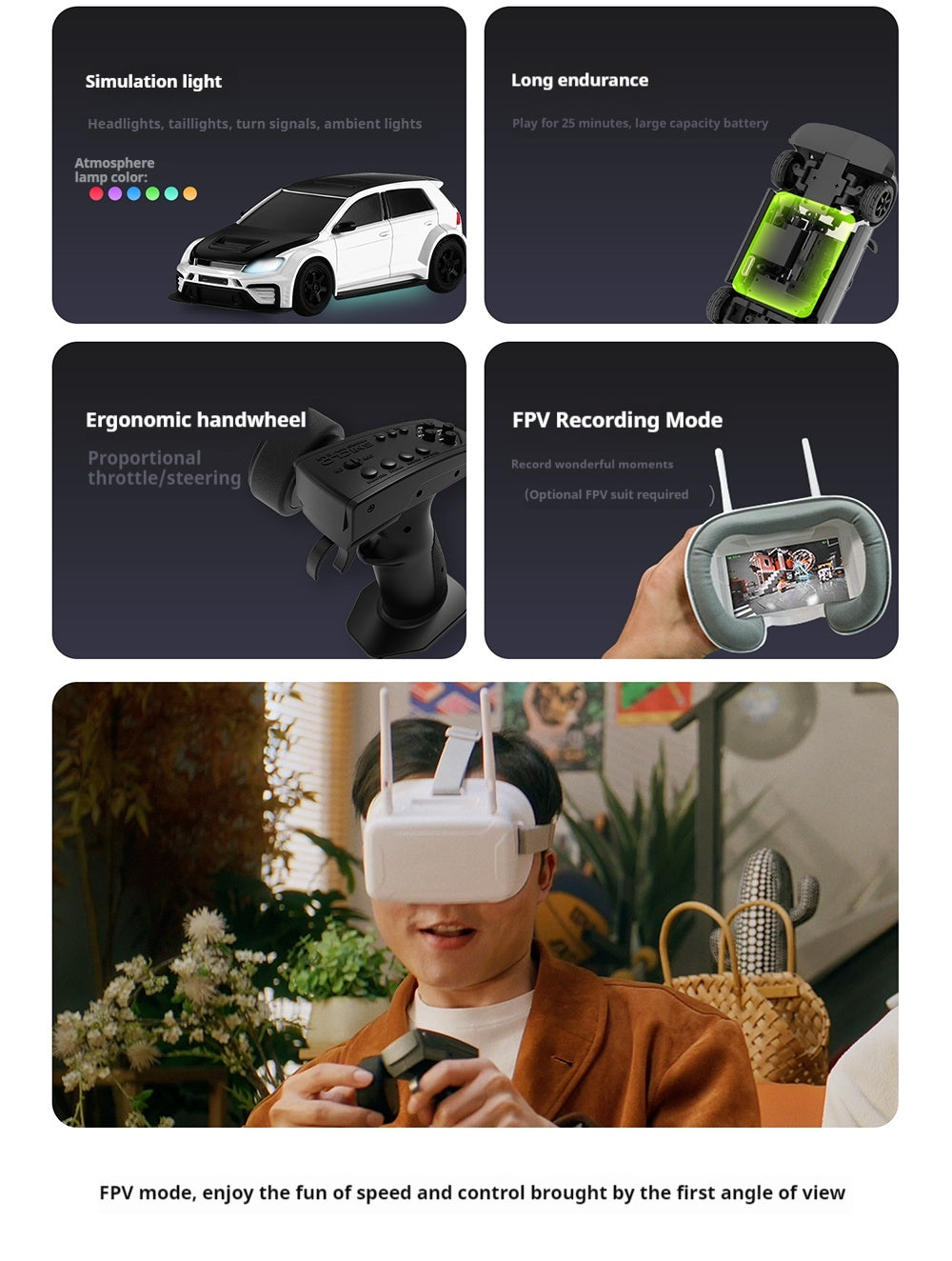 1/43 19km/h FVP First Person View Camera 4WD 2.4GHz Mini Remote Control Drift Car