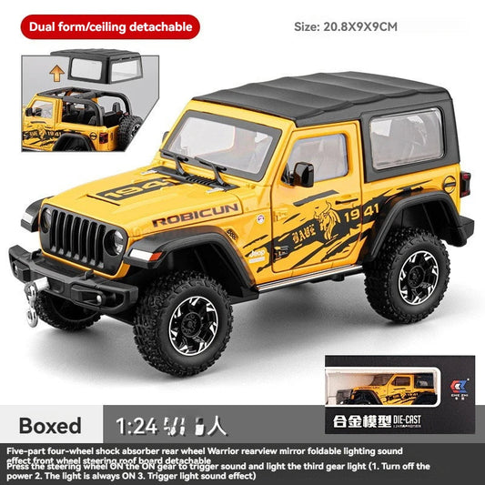 1:24 Jeep WRANGLER RUBICON Off-road with Sound and Light Pullback open door Metal Car Model