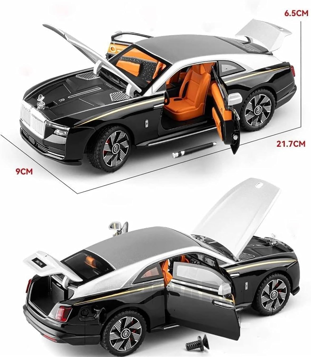 1:24 Scale Rolls Royce Spectre Diecast Model Car Toy, Zinc Alloy Pull Back car