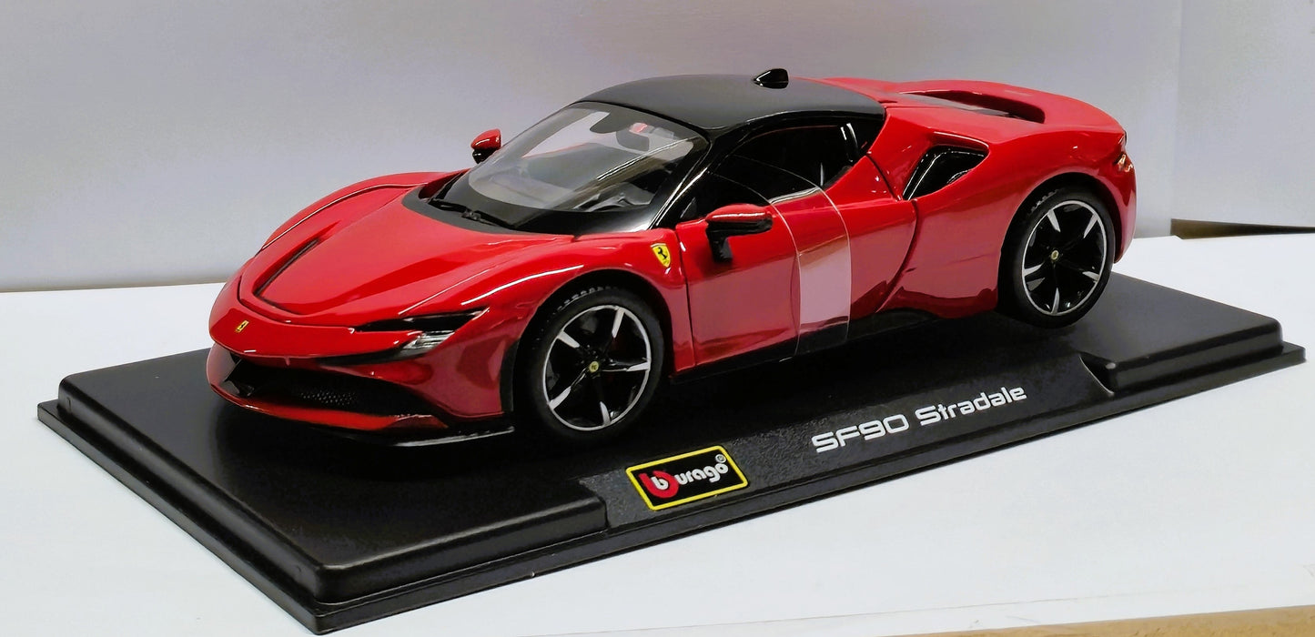 Ferrari SF90 Stradale Red Black 1/24 Diecast Model Car by
