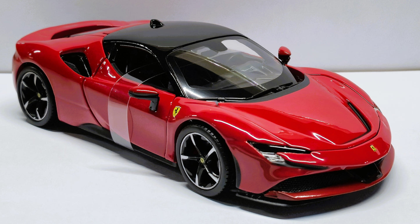 Ferrari SF90 Stradale Red Black 1/24 Diecast Model Car by
