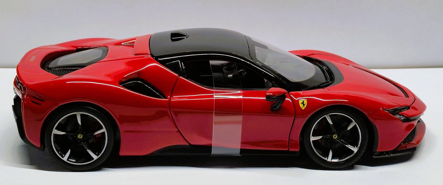 Ferrari SF90 Stradale Red Black 1/24 Diecast Model Car by