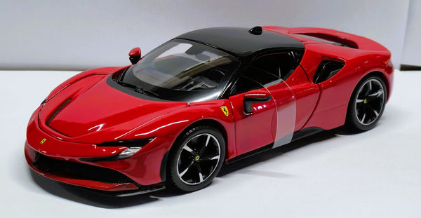 Ferrari SF90 Stradale Red Black 1/24 Diecast Model Car by