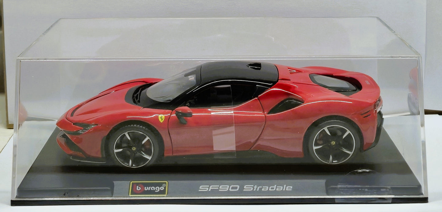 Ferrari SF90 Stradale Red Black 1/24 Diecast Model Car by