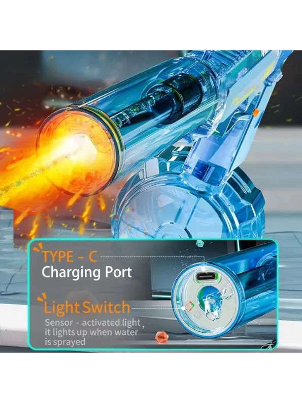 Grey - ThunderStrike DE-100 - Desert Eagle Electric Water Gun Pichkari with Light Up LED – Automatic Water Squirt Gun for Kids, Summer Fun & Pool Party Toys LMI14262