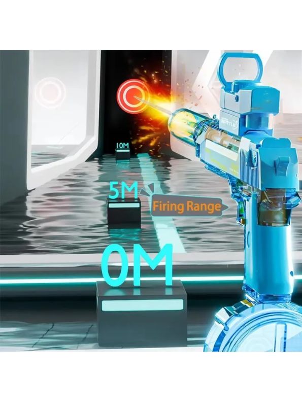 Grey - ThunderStrike DE-100 - Desert Eagle Electric Water Gun Pichkari with Light Up LED – Automatic Water Squirt Gun for Kids, Summer Fun & Pool Party Toys LMI14262