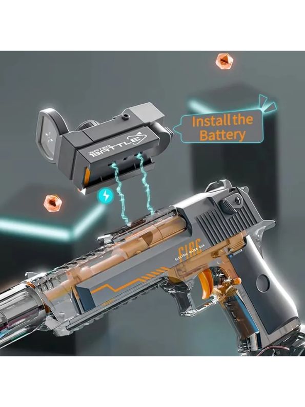 Grey - ThunderStrike DE-100 - Desert Eagle Electric Water Gun Pichkari with Light Up LED – Automatic Water Squirt Gun for Kids, Summer Fun & Pool Party Toys LMI14262