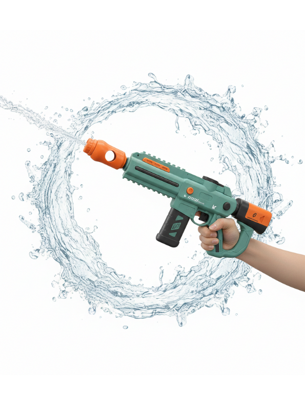 Green - Super Soaker Electric Water Gun – Outdoor Summer Toy for Kids & Adults | High-Pressure Shooting Range, Big Plastic Blaster - LMI14782.