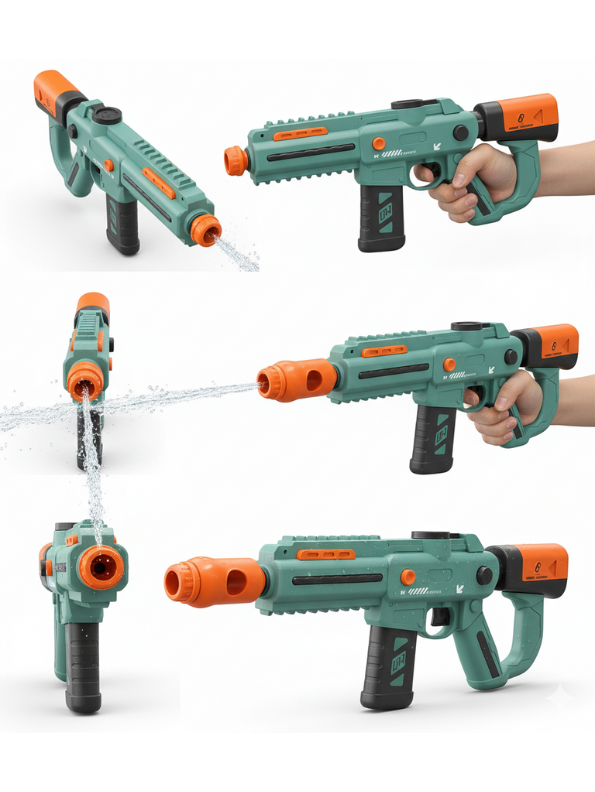 Green - Super Soaker Electric Water Gun – Outdoor Summer Toy for Kids & Adults | High-Pressure Shooting Range, Big Plastic Blaster - LMI14782.